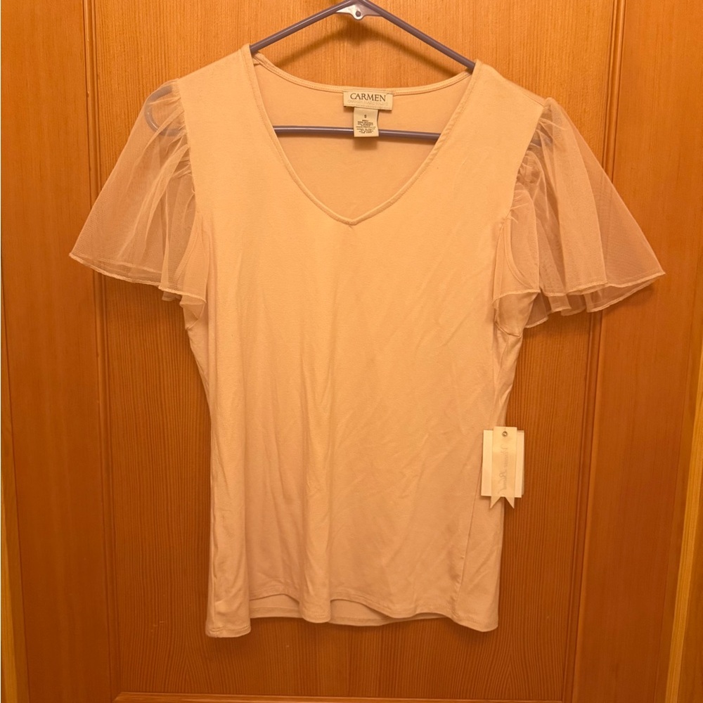 Carmen Marc Valvo Lace, Ballerina Sleeve Tee NWT